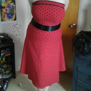 RUBY ROX Retro Style Strapless Polka Dot Dress